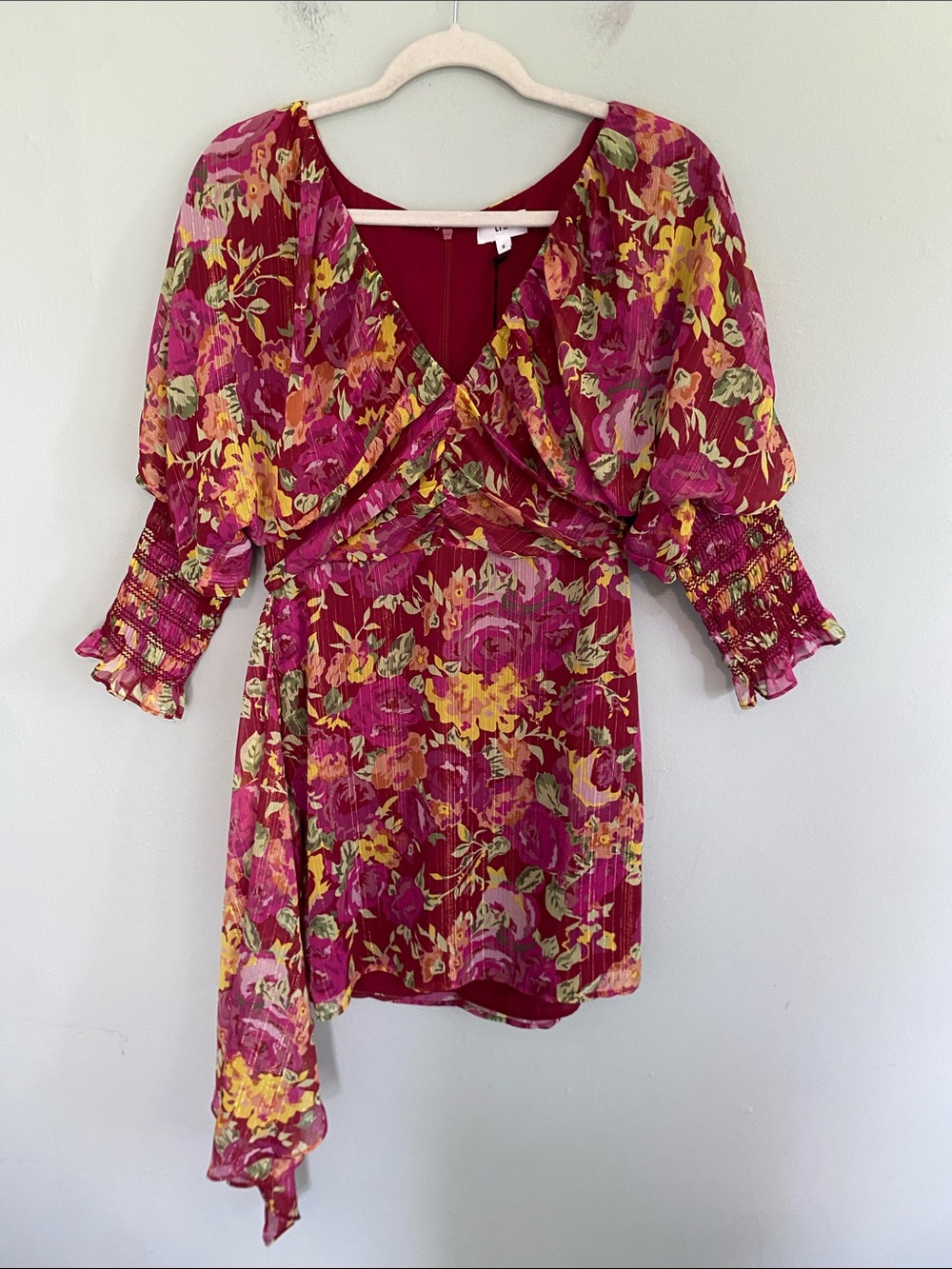 LPA Revolve Women’s Burgundy Floral Mini Dress Size Small NWT